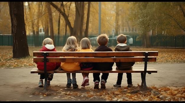 Children's Sitting on bench