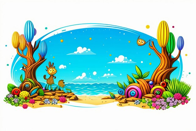 Children's story picture book illustration cute cartoon anime wallpaper background illustration