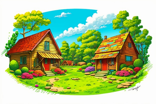 Children's story picture book illustration cute cartoon anime wallpaper background illustration