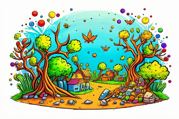 Children's story picture book illustration cute cartoon anime wallpaper background illustration