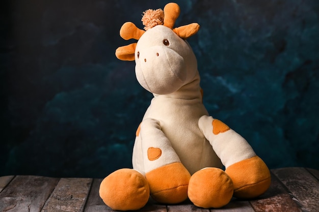 Children's toy photo session with a giraffe as a model