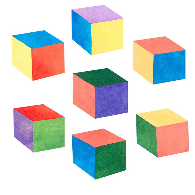 Children's toy Watercolor illustration of cubes Illustration for children