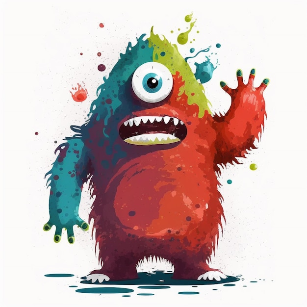 Children's Watercolor Monster