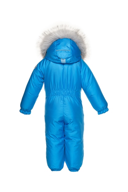 Children's winter clothes for walking with fur hood blue electric color