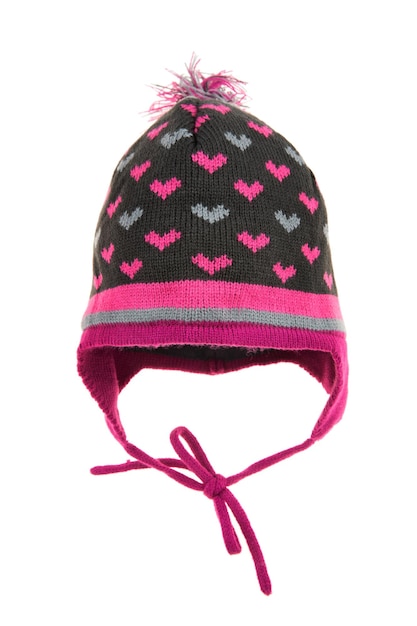 Children's winter hat isolated on a white background.