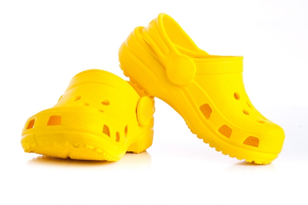 Photo children's yellow rubber sandals