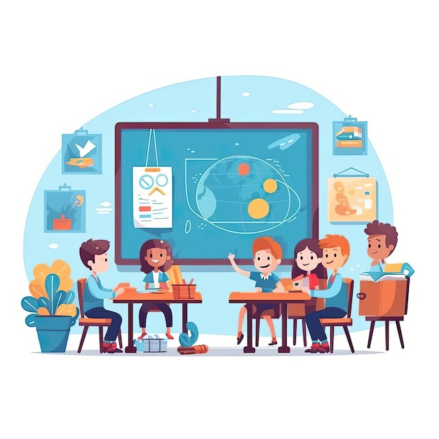 children school classroom illustration