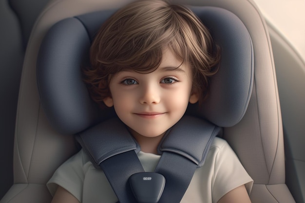 Children sit in car seats for safety concept