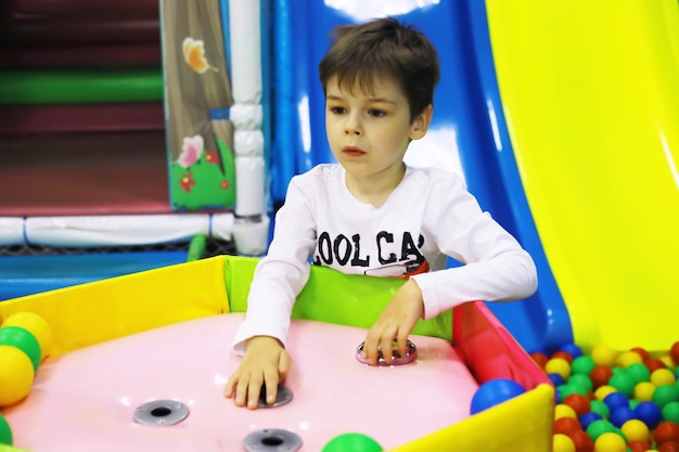 Children spend time in the play center. preschoolers indulge in a children's development center.