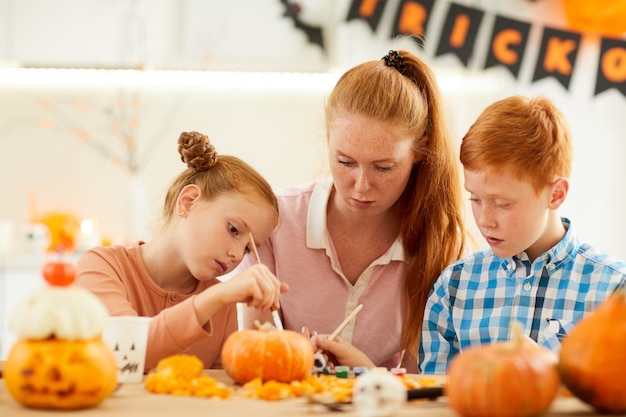 Children spending time with mother