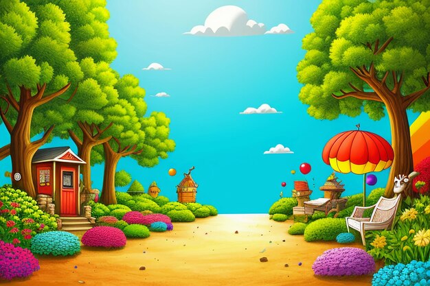 Photo children story picture book illustration landscape cartoon painting colorful simple abstract art