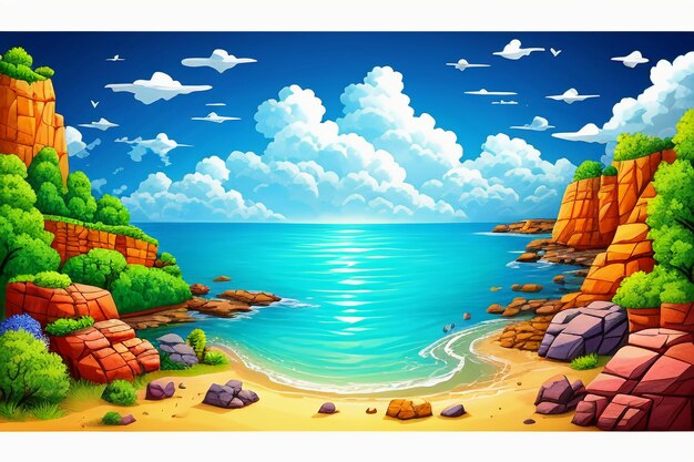 Children story picture book illustration landscape cartoon painting colorful simple abstract art