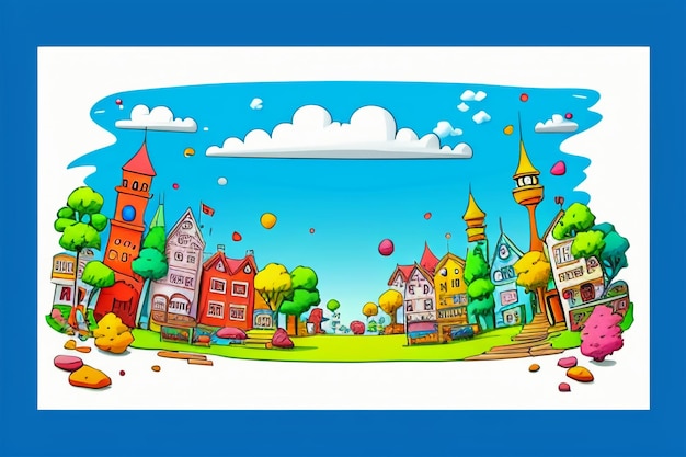 Children story picture book illustration landscape cartoon painting colorful simple abstract art