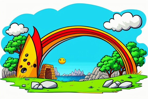 Children story picture book illustration landscape cartoon painting colorful simple abstract art