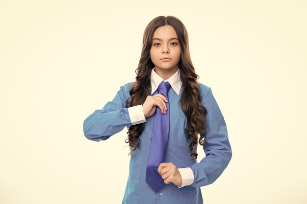 Children studio portrait on white background childhood lifestyle concept cute teenage girl in shirt