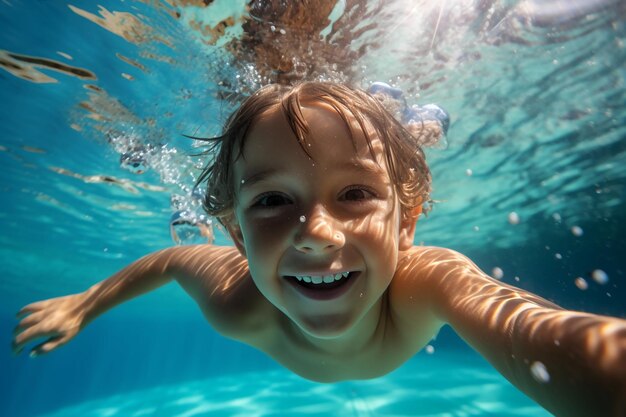 children swimming