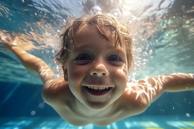 children swimming