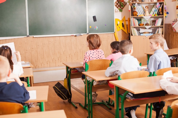 Children taking an exam