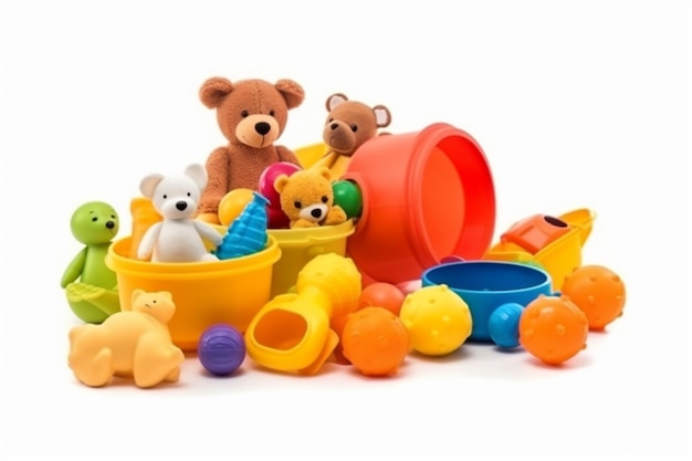 Children Toys Isolated on White Background Created with Generative AI