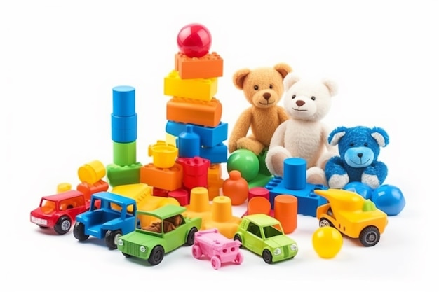 Children Toys Isolated on White Background Created with Generative AI