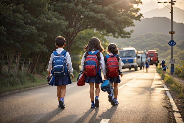 Photo a children walking back to school