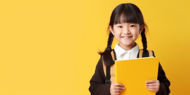 本とバックパックを背負って学校へ帰る子供たち ジェネレーティブ・AI