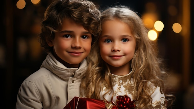 Children with New Year presents