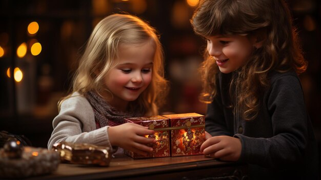 Children with New Year presents