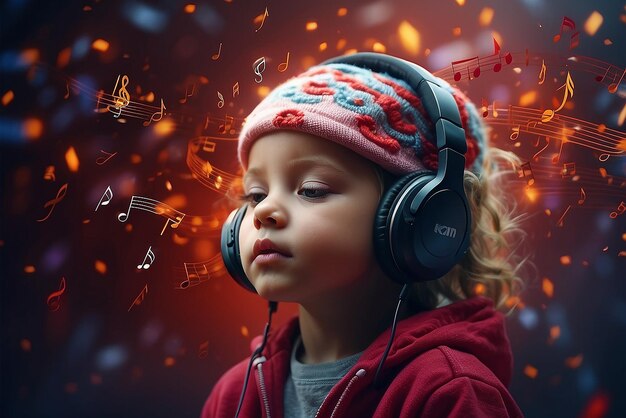 Foto bambini con il loro strumento musicale ascoltare e suonare la musica