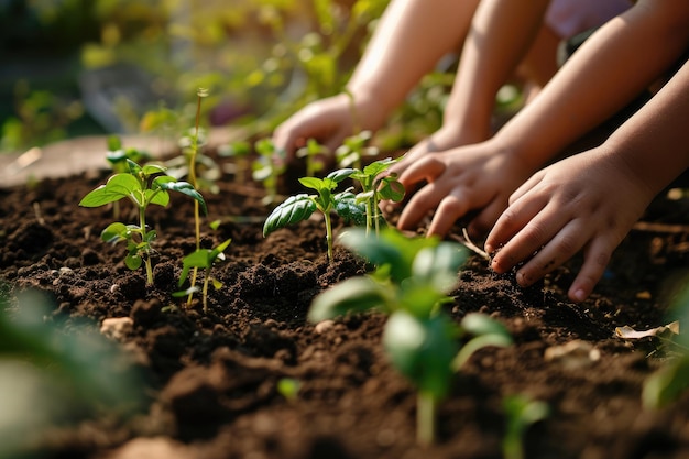 Children39s hands planting seeds symbolizing early education Ai generated