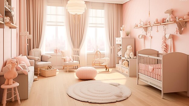 Children39s room interior with comfortable bed Ai generated