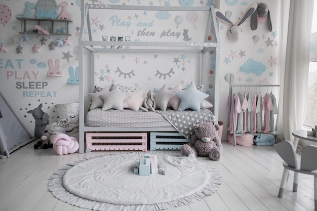 Photo children39s room with a bed and pillows