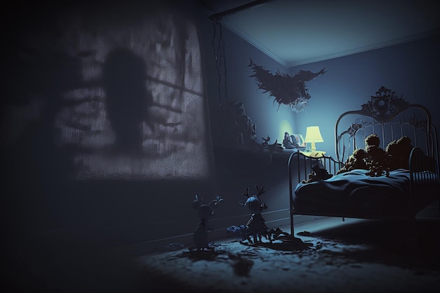 Image of monsters emerging from a dark room