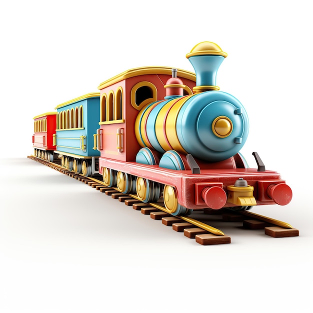Детский игрушечный поезд A39 изолирован на белом фоне