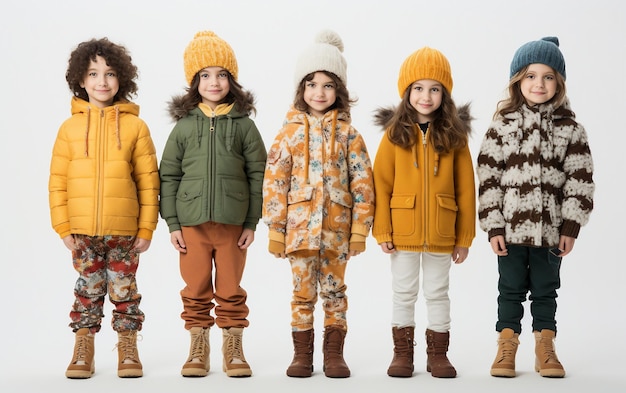 Детская зимняя мода игривые принты и уютный комфорт изолированы на прозрачном фоне