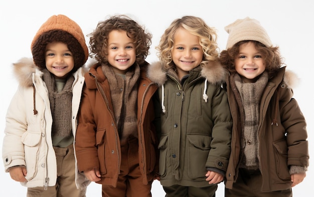 Children39s Winter Stylish Strolls and Snowy Smiles isolated on a transparent background