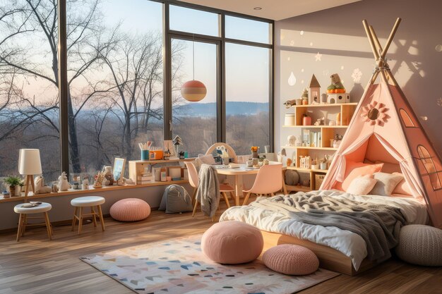 Childrens bedroom design professional photograpphy AI Generated