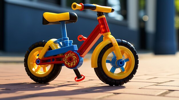 Photo a childrens bike in the road generative ai