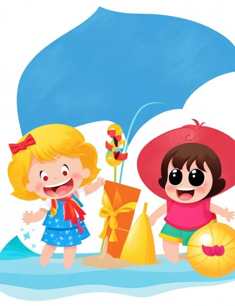 Childrens cartoon zomer strand illustratie