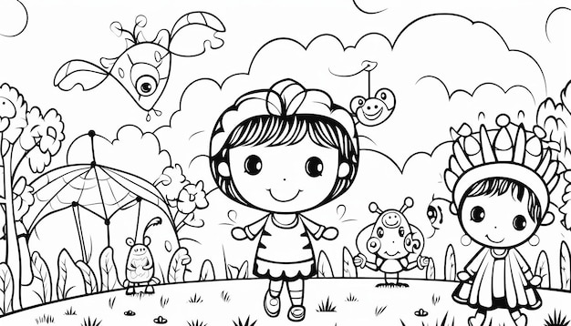 Photo childrens coloring book page