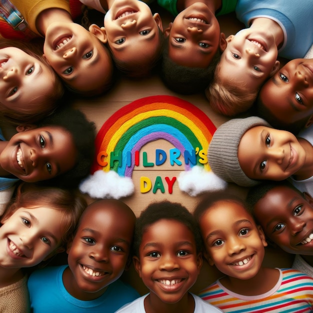 Childrens Day Celebration with Diverse Group of Kids