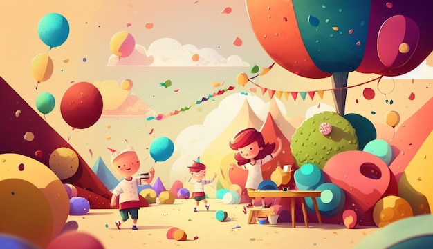 Childrens day illustration colorfull aiGenerative AI