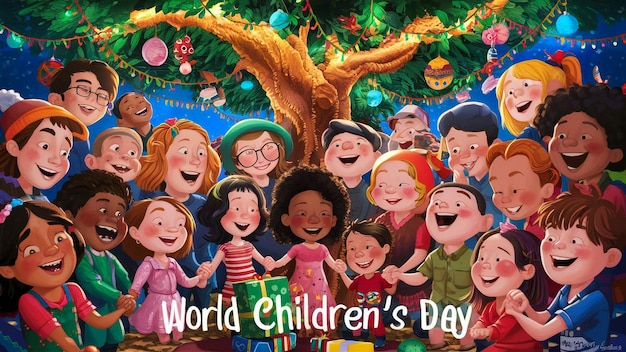 childrens day poster with a rainbow and the words childrens day