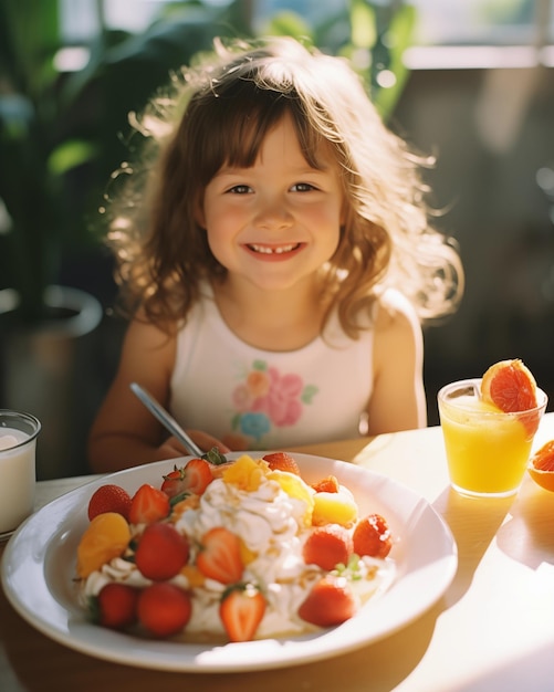 Детская здоровая еда Уютный завтрак Еда для младенцев Вафли яичница блинчики