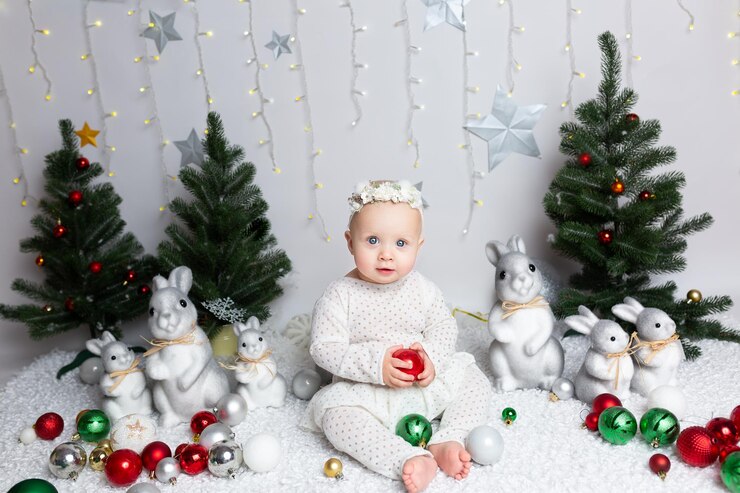 childrens New Years photo shoot Christmas baby Christmas card with baby