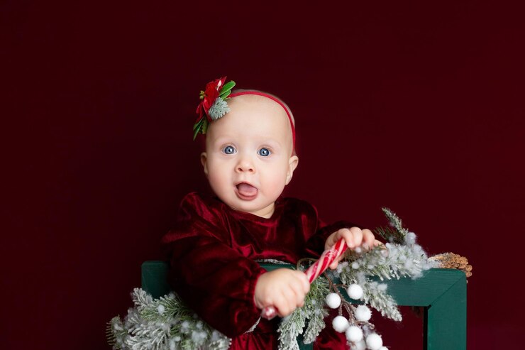 childrens New Years photo shoot Christmas baby Christmas card with baby