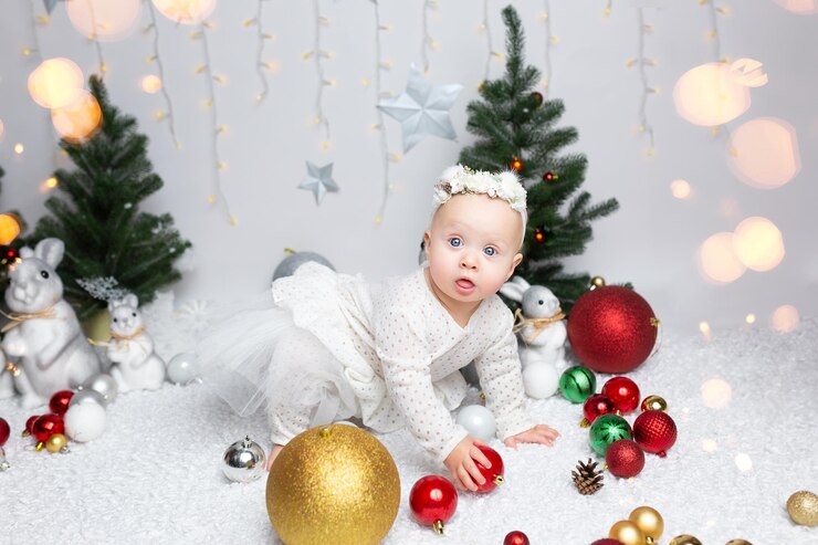 childrens New Years photo shoot Christmas baby Christmas card with baby