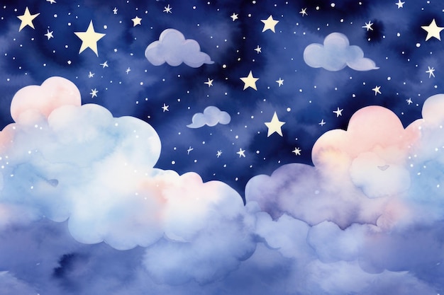 Childrens pattern with clouds