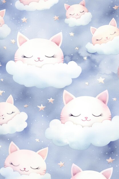 Childrens pattern with clouds