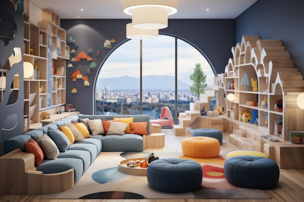 Childrens playroom design decorated in a modern design inspiration ideas